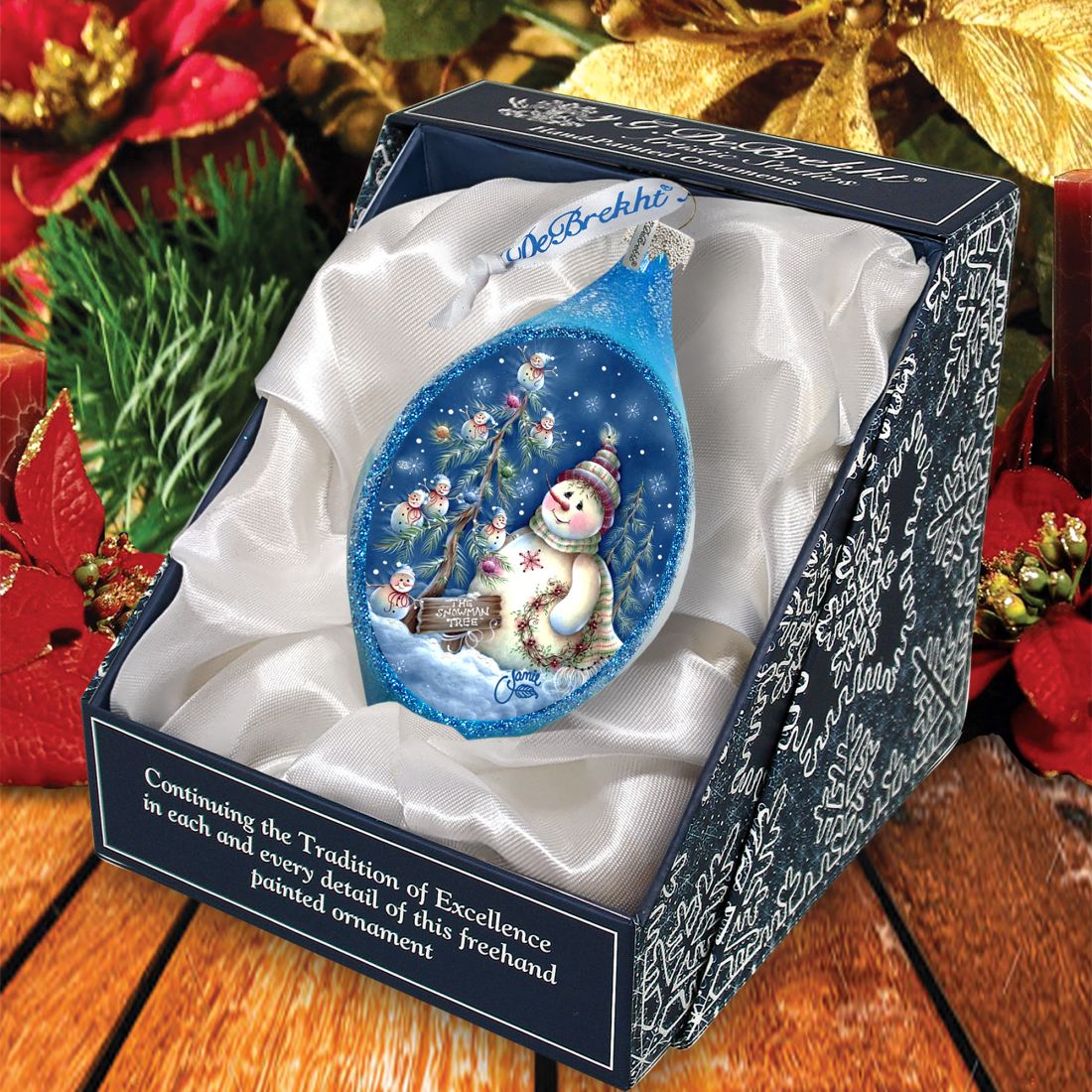 Old Fashion Christmas Drop Glass Ornament by Jamie Mills-Price - Christmas Santa Snowman Decor - 757-301-MP