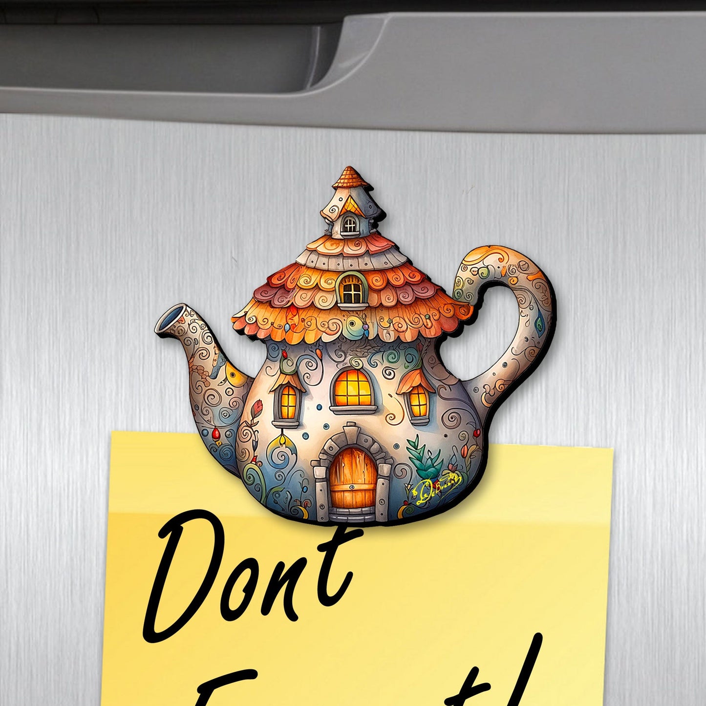 Teapots Decorative Wooden Magnets Set of 6 by G. Debrekht - Love Family Decor - 8090072G-S6