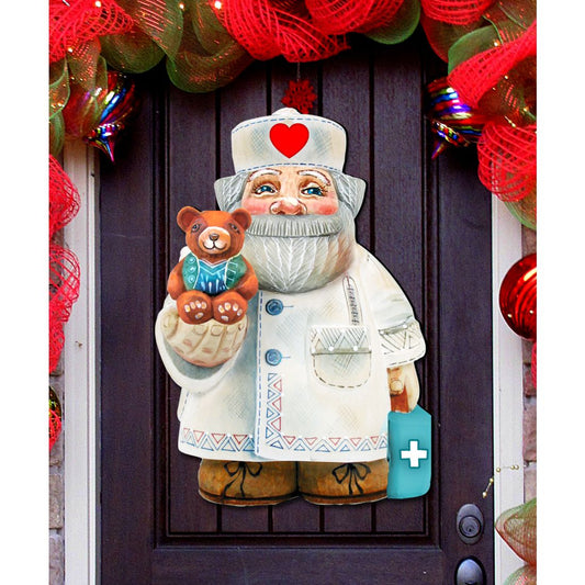 Teddy Bear Doctor Christmas Door Decor by G. DeBrekht - Christmas Santa Snowman Decor - 8151923H