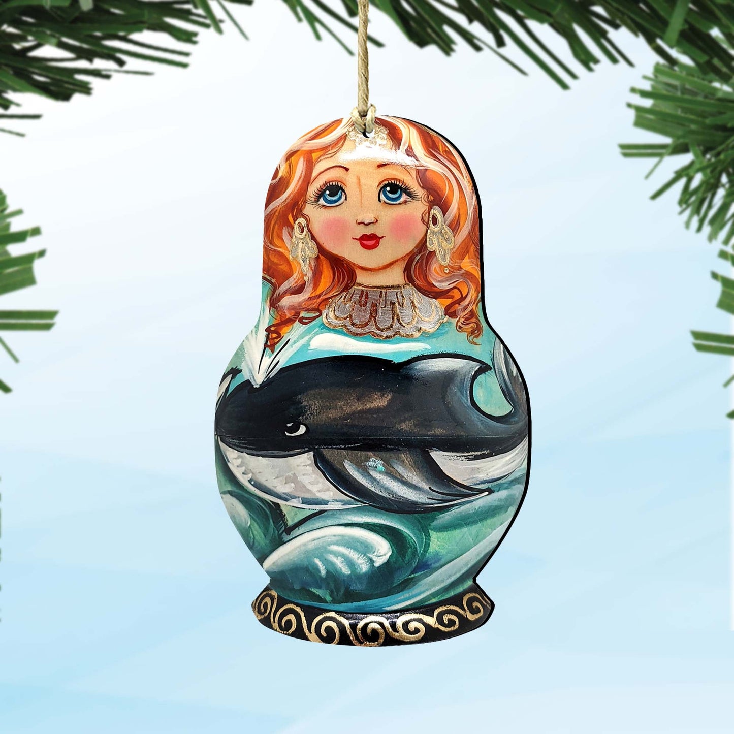 Whale Matreshka Wooden Ornaments by G. DeBrekht - Coastal Holiday Decor - 8113812