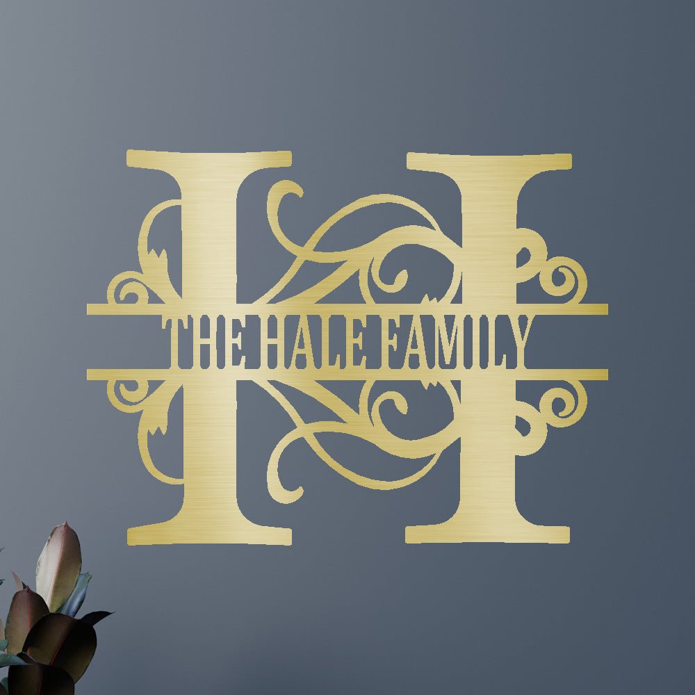 Name Sign - Custom Metal Sign, Family Split Letter Monogram, Wedding Gift