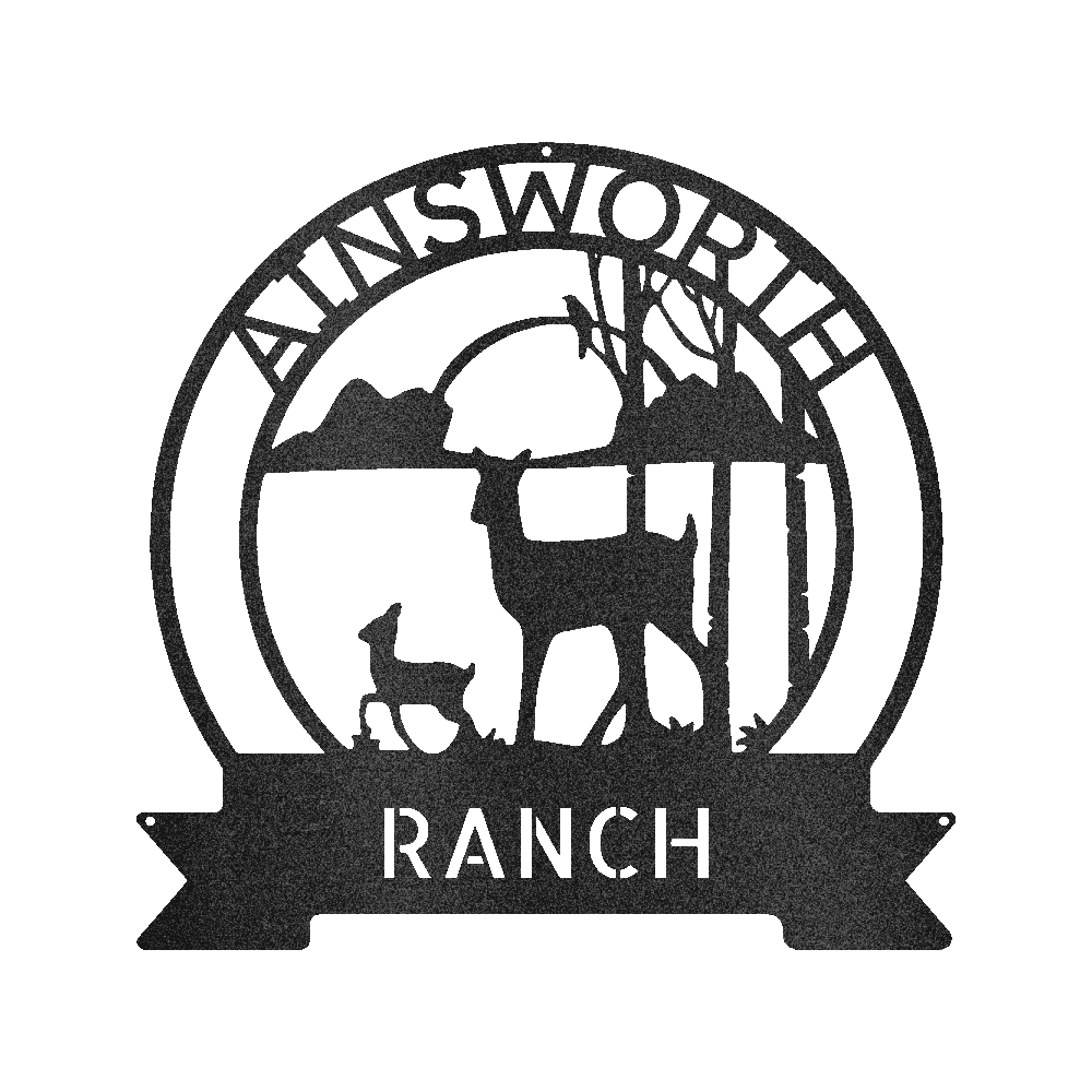 Ranch Deer Sunset Personalized Gifts - Custom Metal Sign