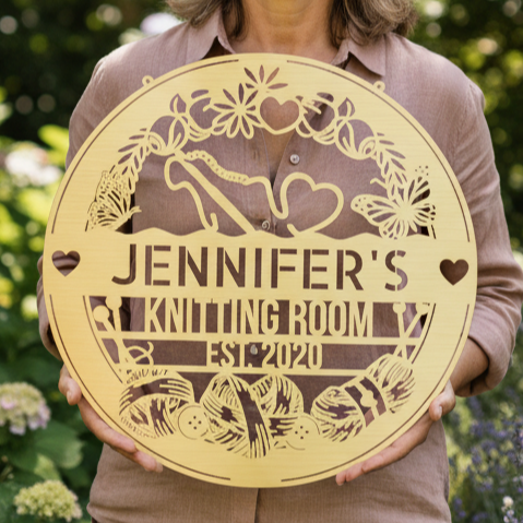 Crochet Craft Room Custom Metal Sign – Unique Decor for Yarn Lovers