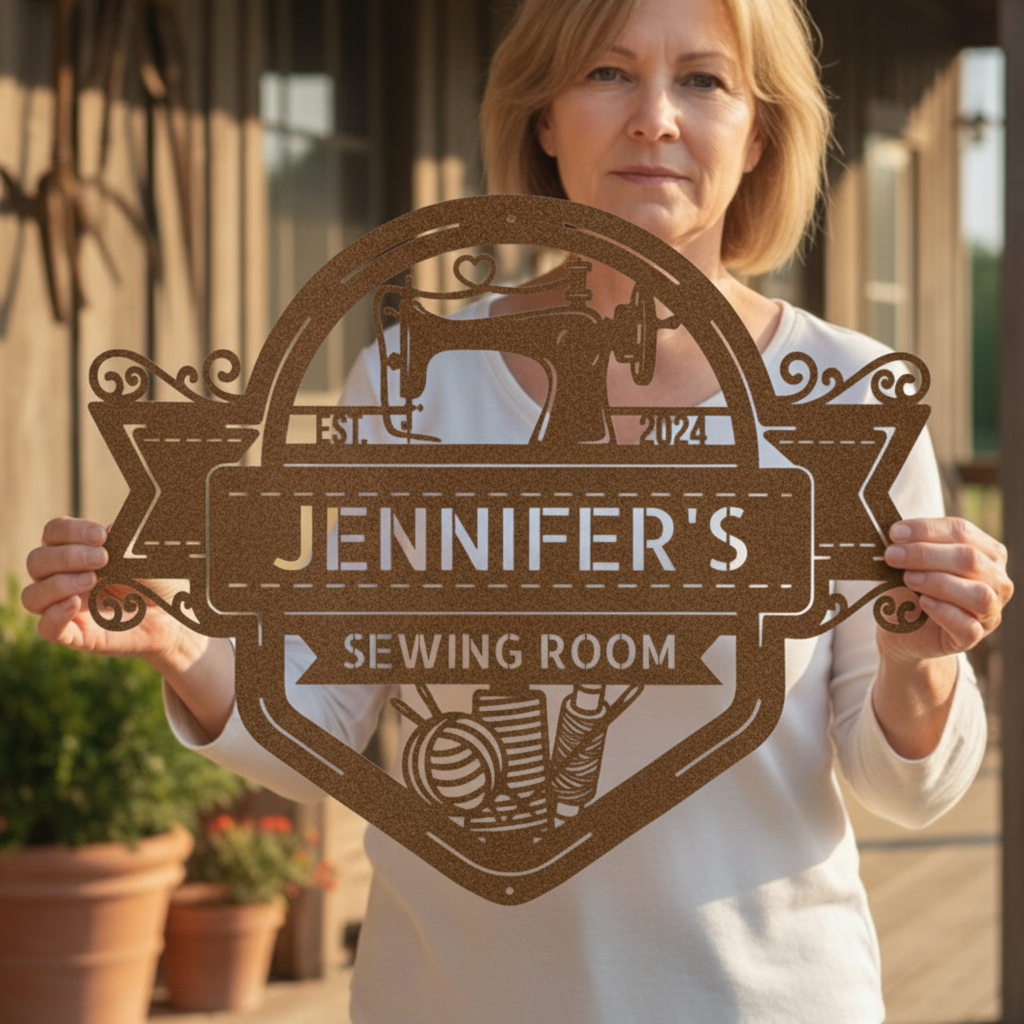 Custom Metal Sign for Quilting & Sewing Craft Rooms
