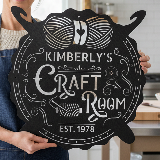 Crochet & Craft Room Custom Metal Sign – Sewing Room Decor